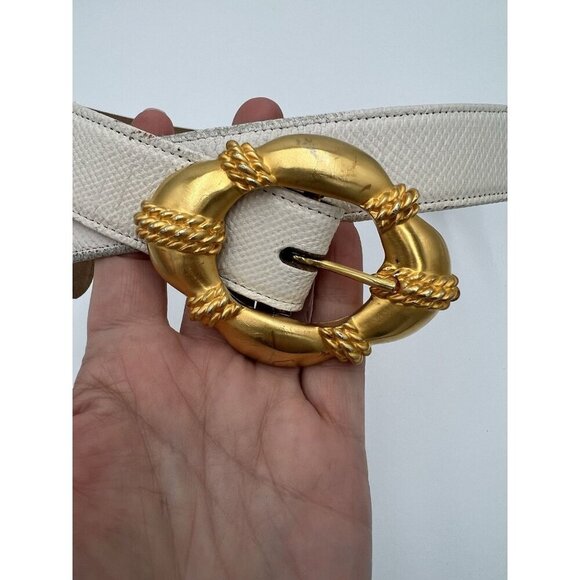 Carlisle White Belt with Gold Buckle - Picture 1 of 7